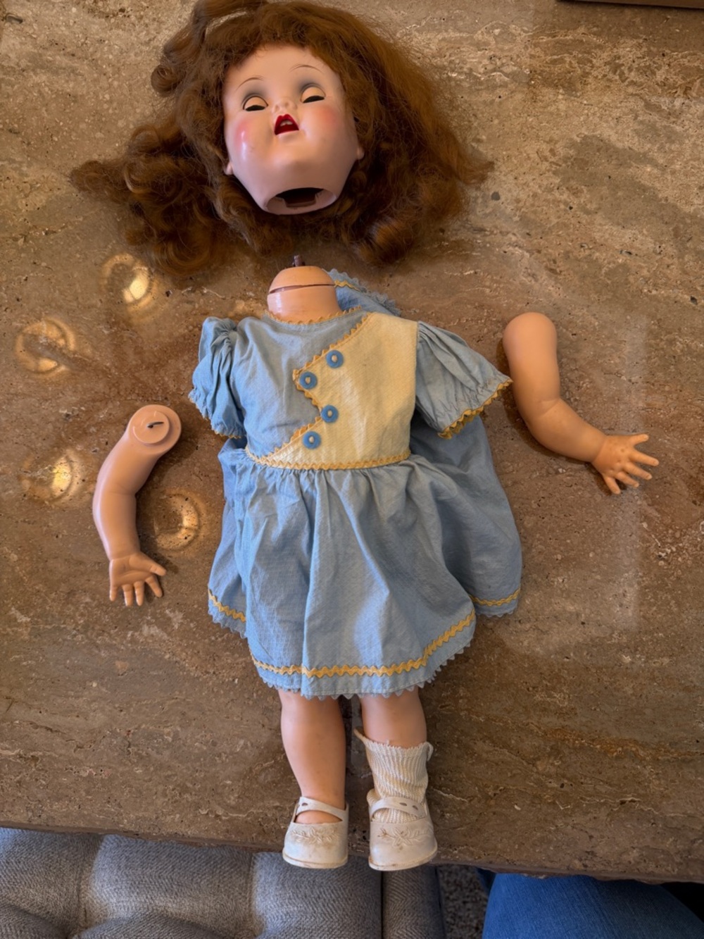 Vintage Ideal Doll W-16 16” 1950s Sleep Eyes Original Dress For Repair Parts